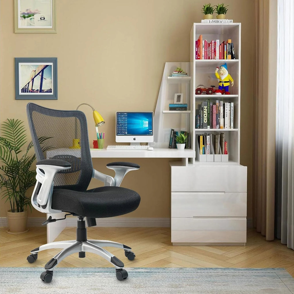 Ergonomic Mesh Office Chair with Adjustable Lumbar Support and Flip-up Arms O135