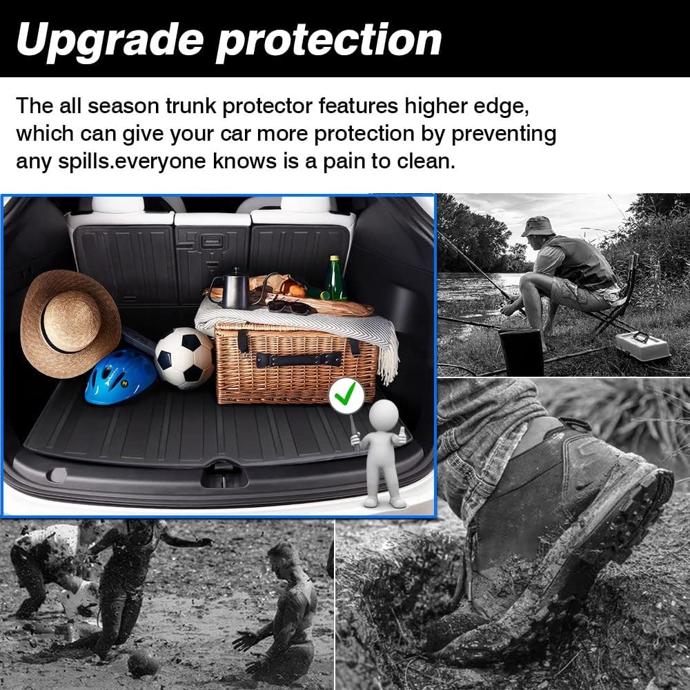 Custom Fit Trunk Mat Cargo Liner Back Seat Protector Black D928