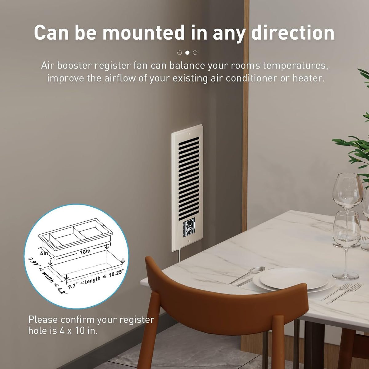 Smart Vent & Quiet Air Booster Register Fan with Humidity Sensor L228907
