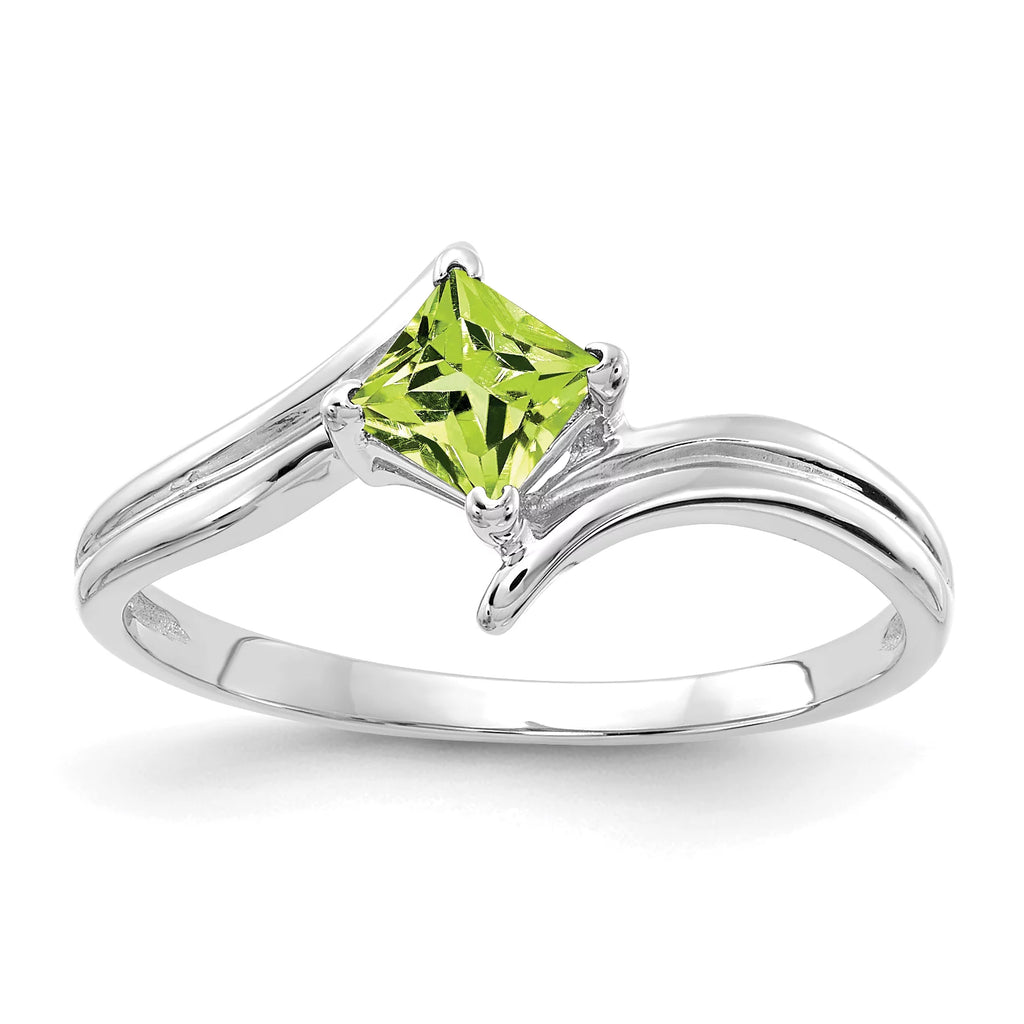 14 Karat White Gold 4mm Princess Cut Peridot Ring H90699