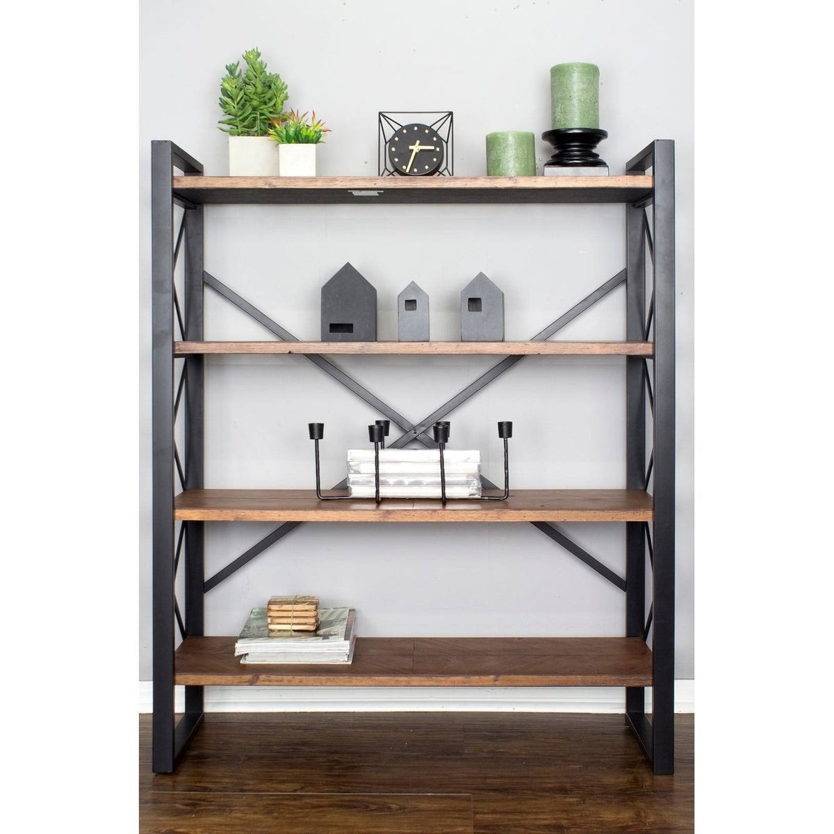 Grey 4 Shelf Standard Bookcase L365
