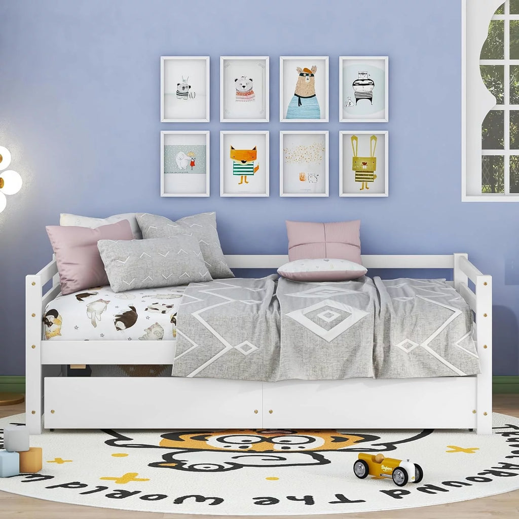 White Daybed with 2 Storage Drawers W515108