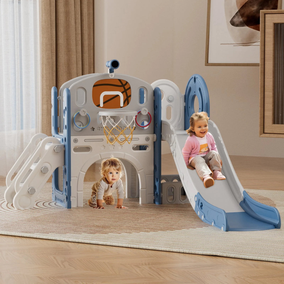 7 in 1 Toddler Slide Set with Basketball Hoop and Ball A2584