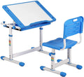 Kids Desk and Chair Set with Tilt Desktop, Height Adjustable, Storage Drawers, Blue M9875