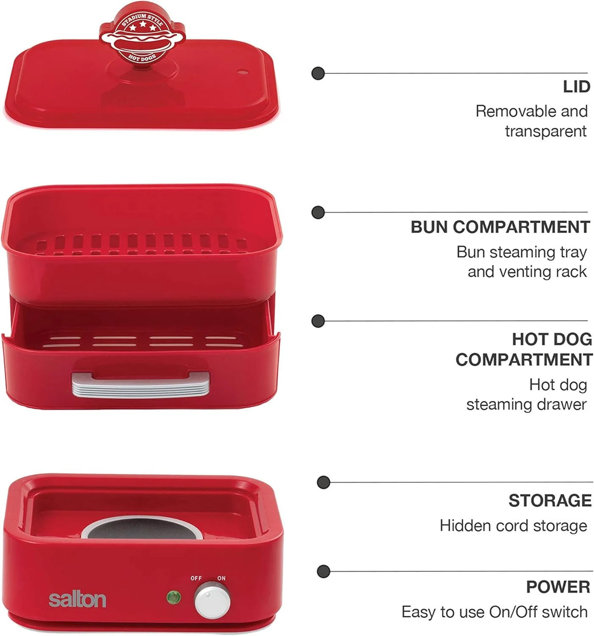 Red Transparent Hot Dog Food Steamer G42107