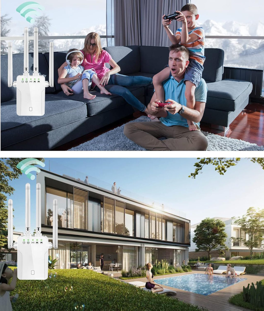 White Pack of 2 WiFi Extender with 10 Feet Ethernet Cable H75417