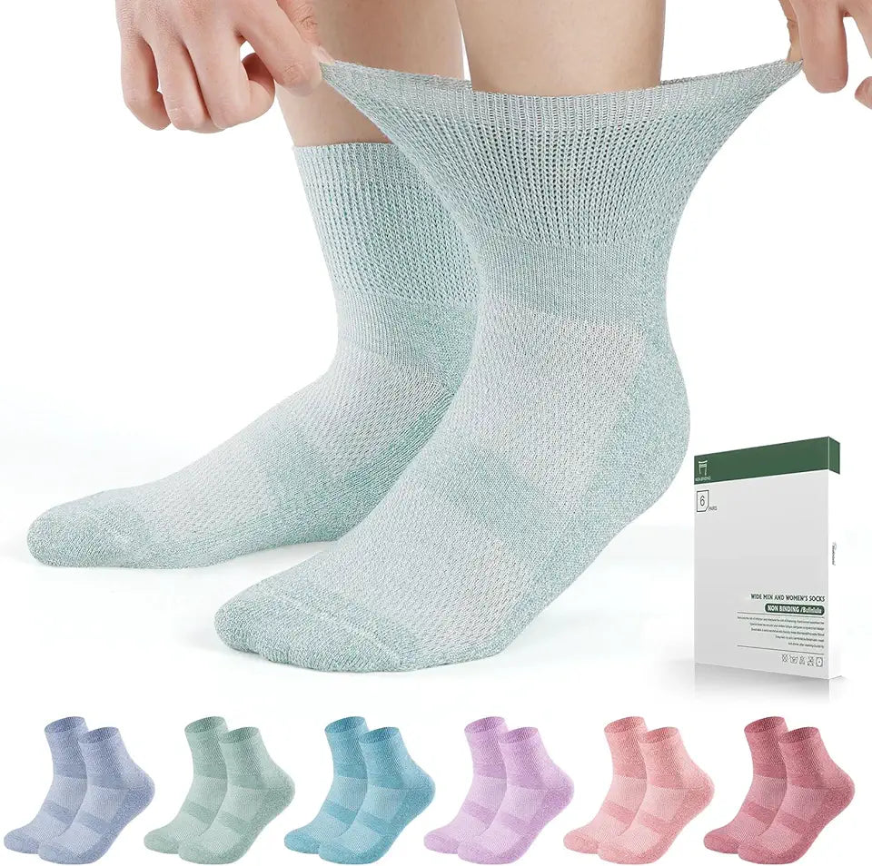6 Pairs Bamboo Viscose Non Binding Ankle Diabetic Socks M273