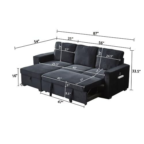 Brown Velvet L-Shaped Sectional Sofa with Storage Chaise A5928