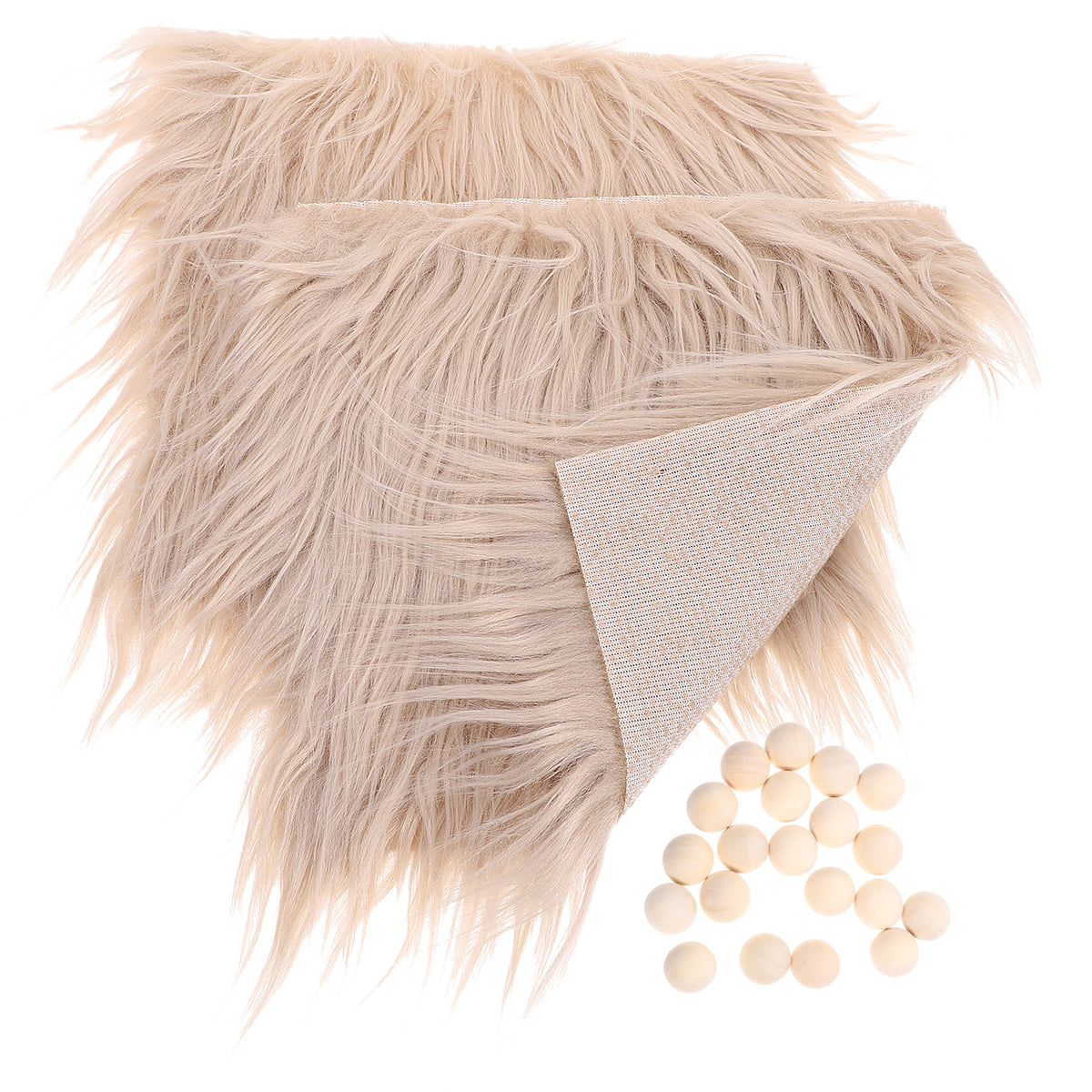 2 Sets Gnome Doll DIY Making Supplies with Faux Fur Fabric and Wooden Balls M4166