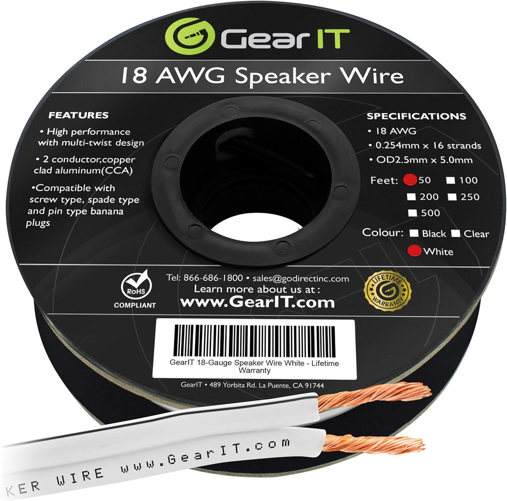 18AWG Speaker Wire Cable 100 Feet Black Pack of 2 B2448