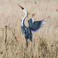 33 Inch Blue Metal Crane Statue A616121