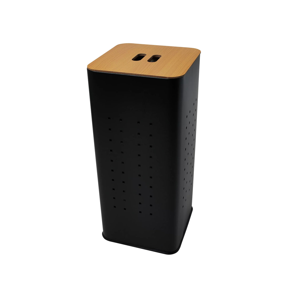 Matte Black Steel Laundry Hamper with Lid D73525