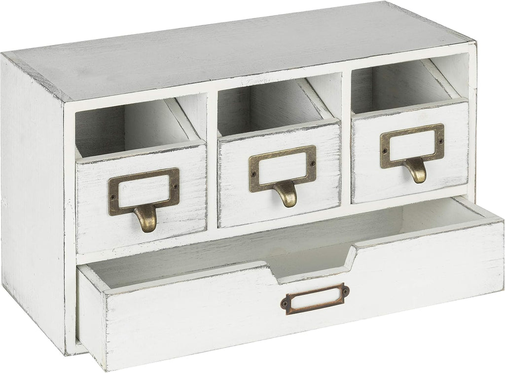 White Wooden Desktop Organizer with 4 Drawers Pack of 2 W1764