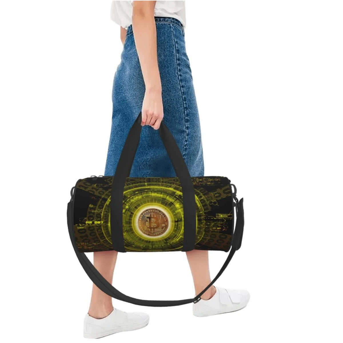 Gold Bitcoin Blockchain Cryptocurrency Unisex Large Duffle Bag F159935