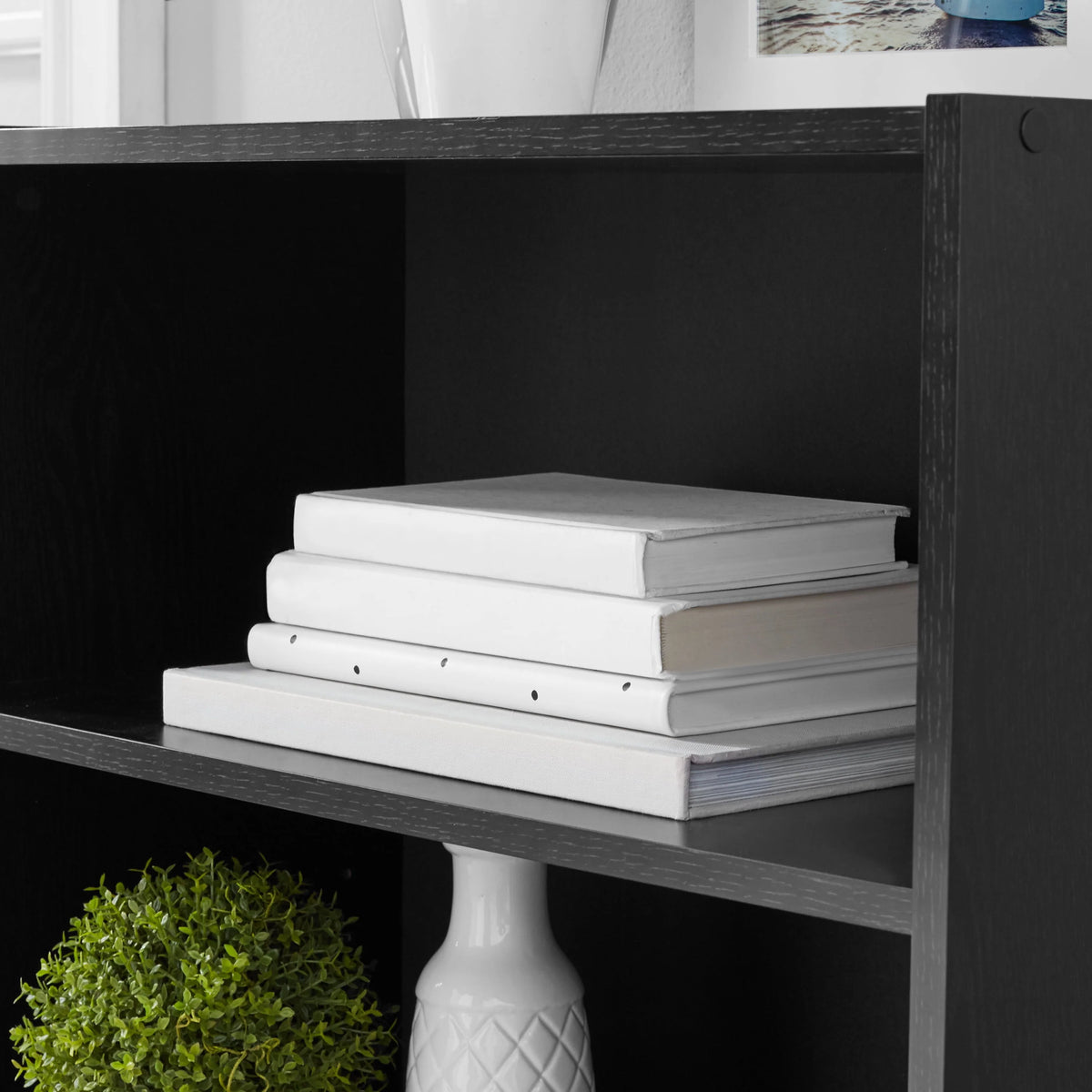 White 3-Shelf Bookcase with Adjustable Shelves T86058