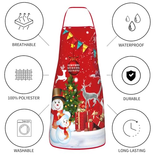 2Pcs Christmas Tree Snowman Kitchen Cooking Aprons O176555