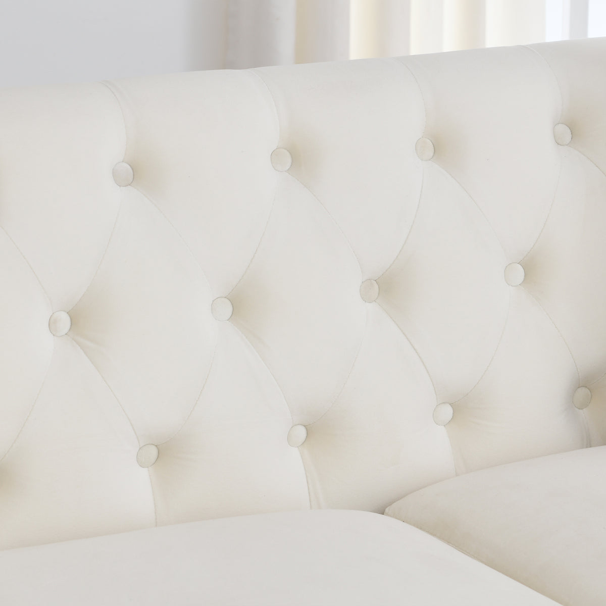 Beige Velvet 5-Seater Corner Sofa with 3 Cushions P505