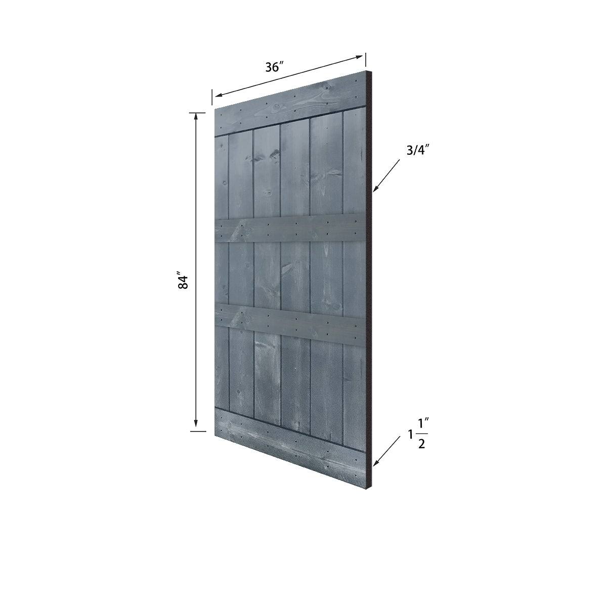 12-Panel Gray Painted Wood Sliding Door with Installation Hardware Kit I7265