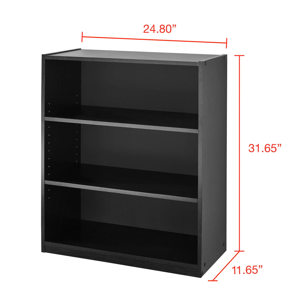 White 3-Shelf Bookcase with Adjustable Shelves T86058
