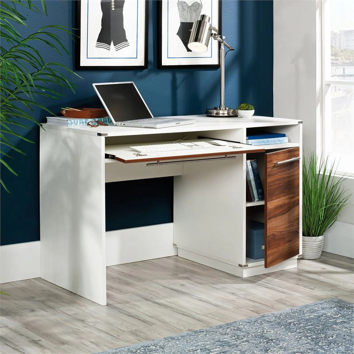 Pearl Oak Single Pedestal Computer Desk H880