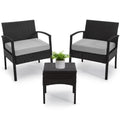 3 Piece Rattan Bistro Set with Side Table and Cushions N942099
