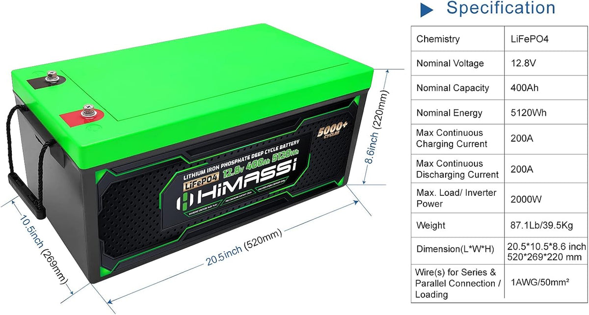 12V 400Ah Lithium Battery with 250A BMS O217617