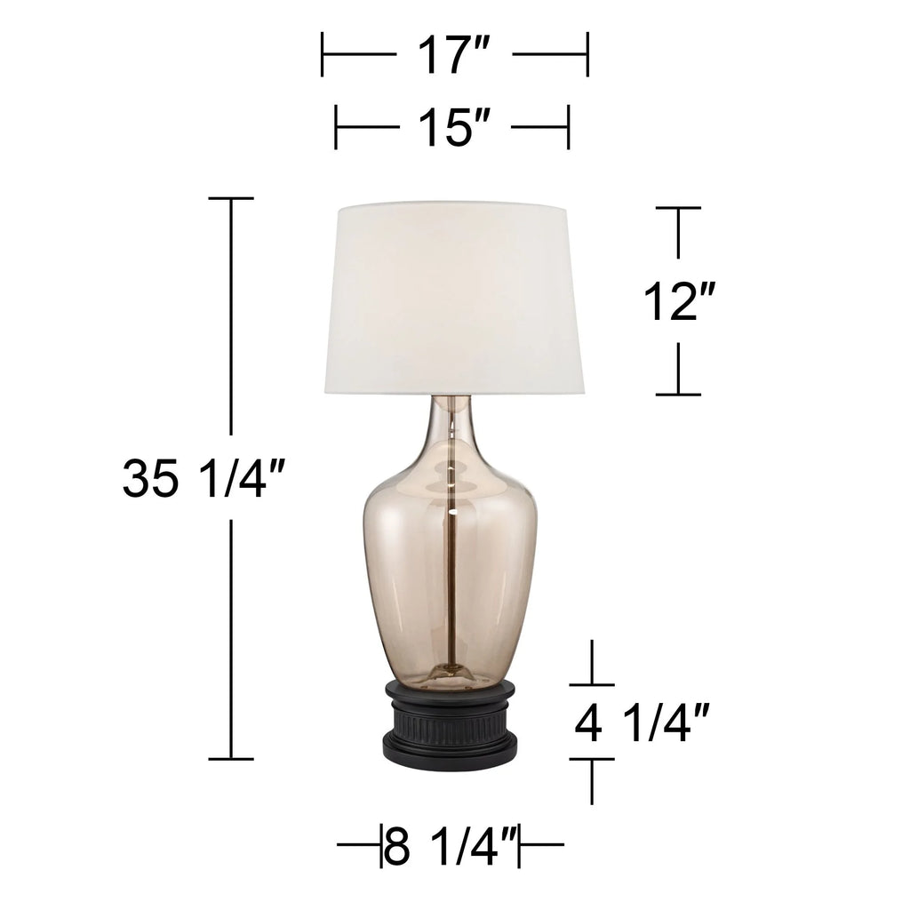 Glass Table Lamp with Off-White Shade P64002