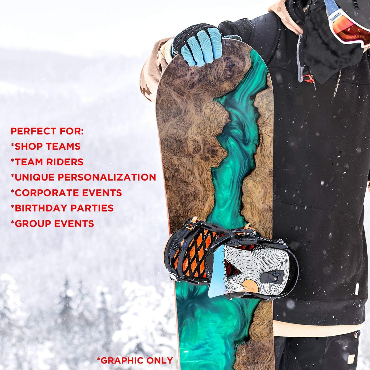 Aqua Resin Wood Snowboard Wrap Sticker Skin Cover S782649