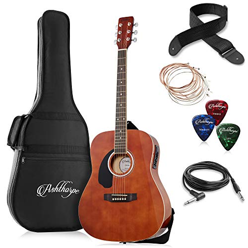 Full-Size Left-Handed Dreadnought Acoustic-Electric Guitar Brown K16728