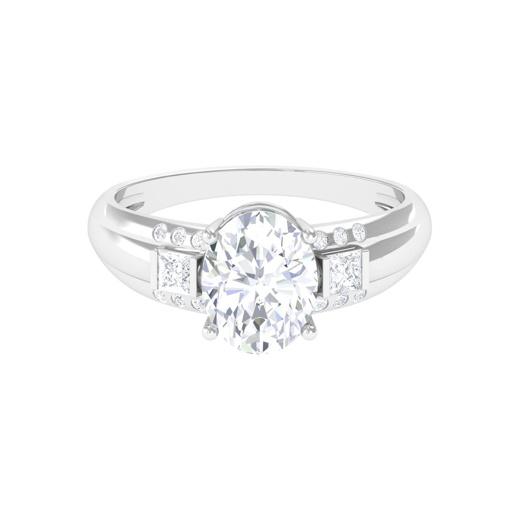 925 Sterling Silver Oval Zircon Engagement Ring T694