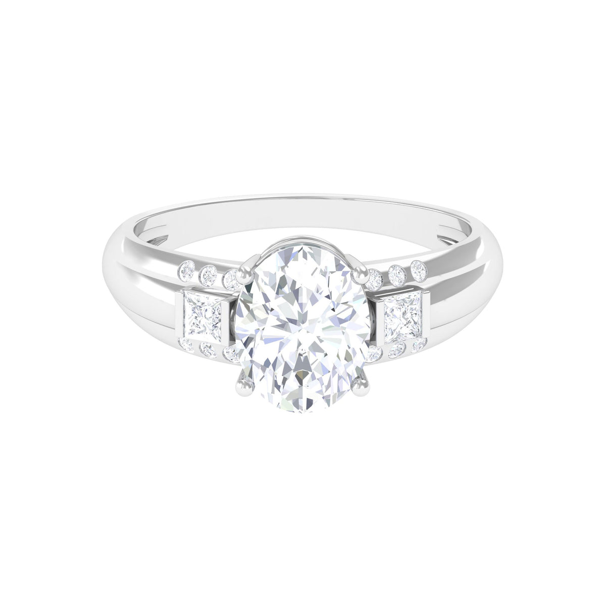 925 Sterling Silver Oval Zircon Engagement Ring T694