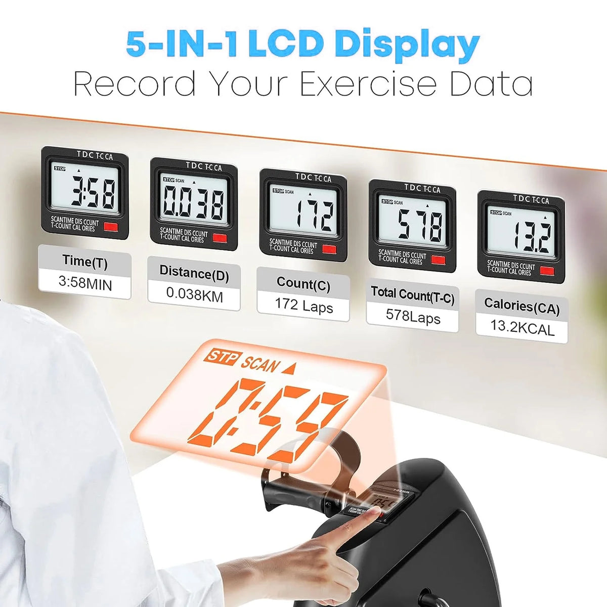 Black Under Desk Exercise Bike with LCD Display J519609