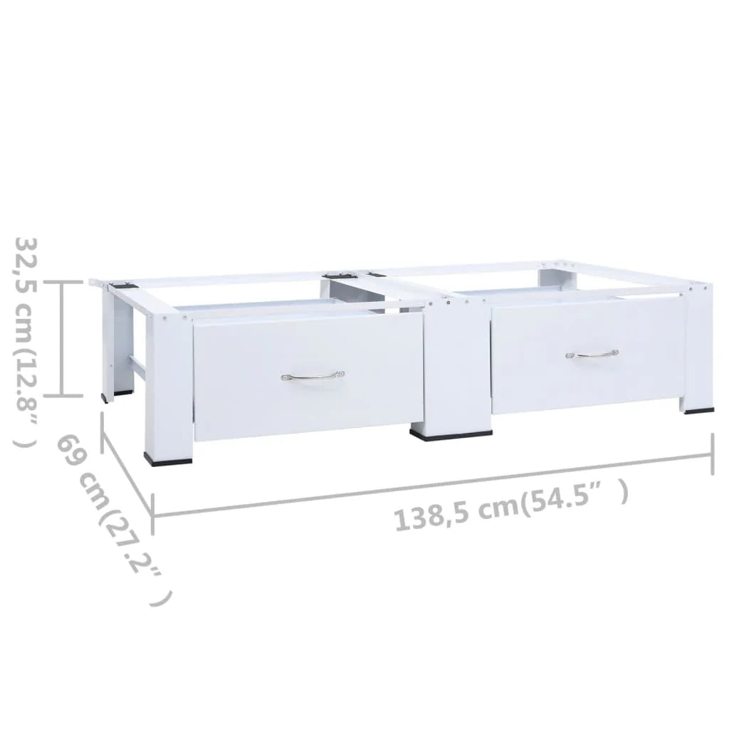 Washing and Drying Machine Pedestal with Pull-out Shelves White U750585