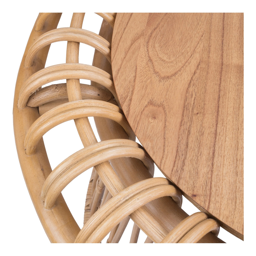Rattan Side End Table and Oval Coffee Table with Wood Top K60537