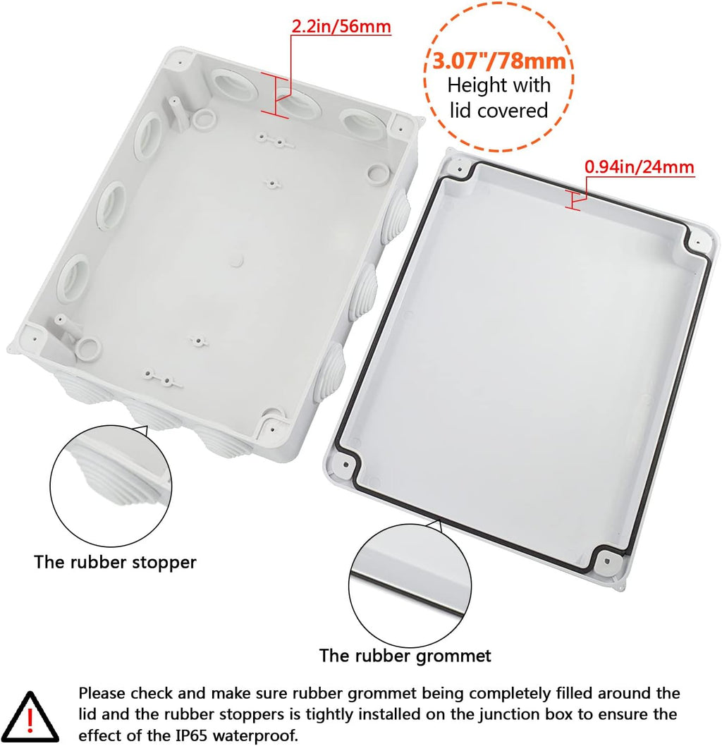 ABS Plastic IP65 Junction Box White 10 x 7.9 x 3.1 inch Pack of 2 V29784