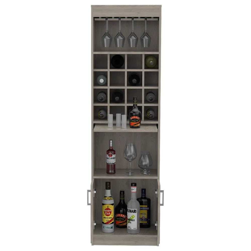 Light Gray Bar Cabinet with Extendable Shelf H54974