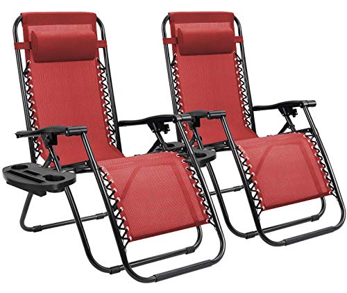 Blue Zero Gravity Chair Set of 2 with Cup Holder I1639