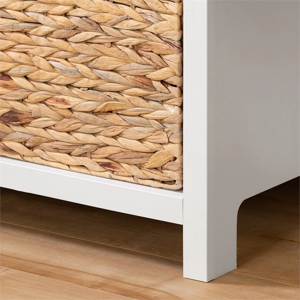 White 3-Drawer Engineered Wood Dresser with Baskets F27227