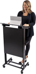 Mobile Adjustable Height Rolling Lectern Podium with Steel Frame H311