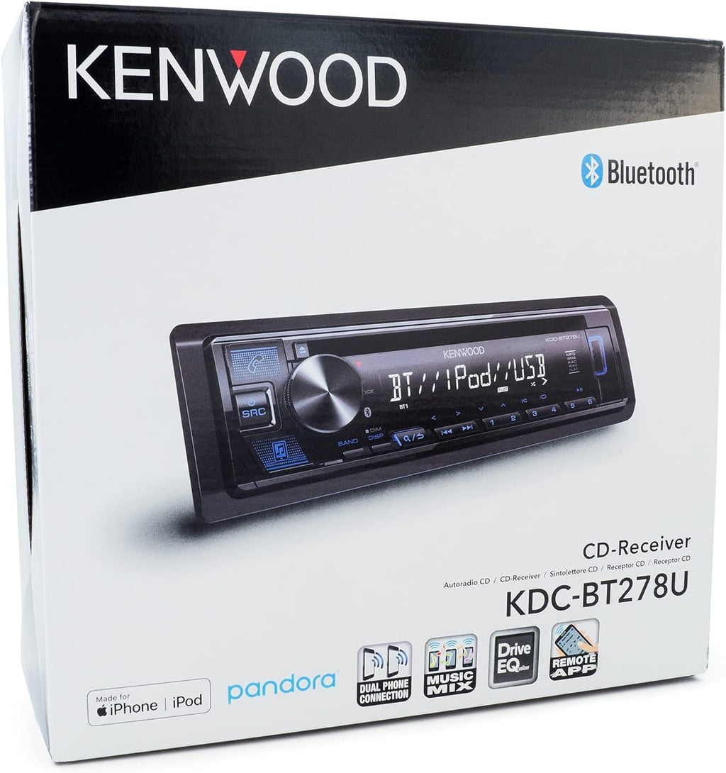 CD Car Stereo with Bluetooth, Single DIN, AM/FM Radio, USB Port, AUX Input L34341