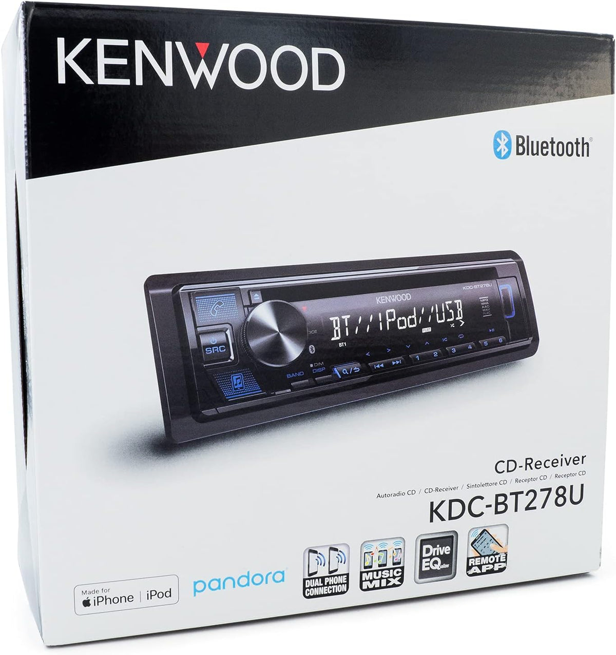 CD Car Stereo with Bluetooth, Single DIN, AM/FM Radio, USB Port, AUX Input L34341