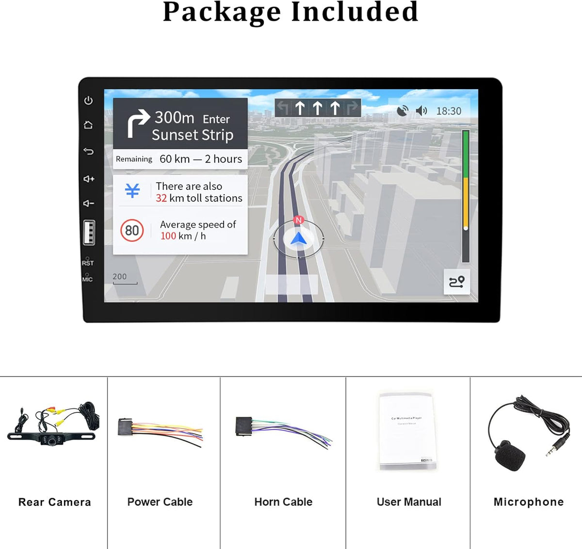 Single Din Car Stereo with Carplay and Android Auto, 9 Inch Touchscreen MP5 Player with Bluetooth J7021