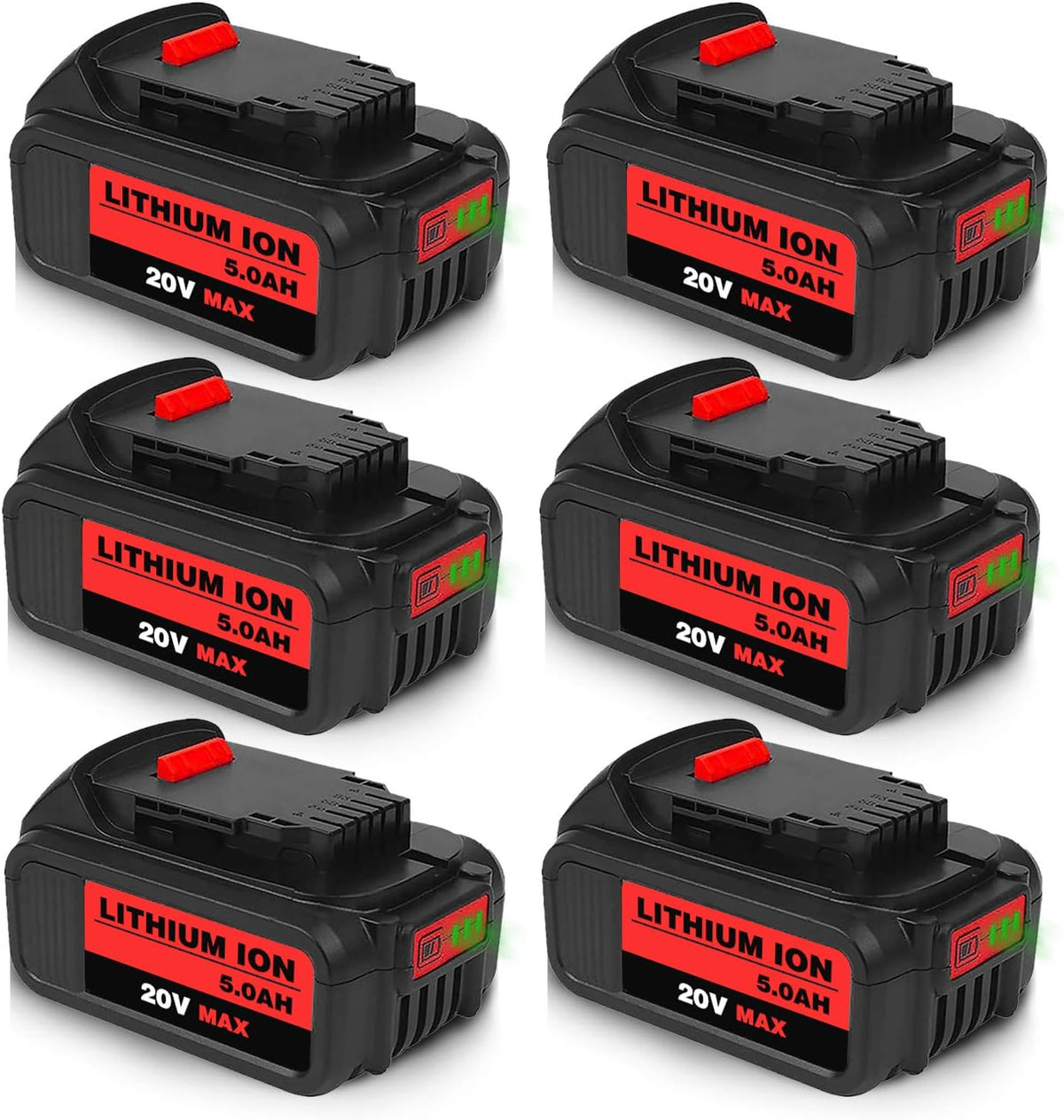 6Packs 20Volt 5.0Ah Lithium Battery T94547