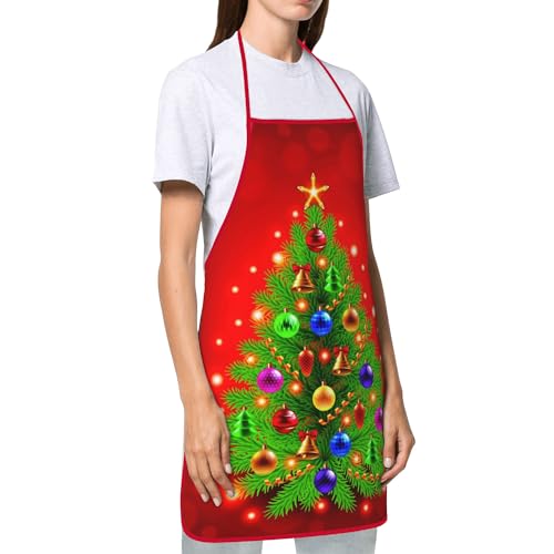 2Pcs Christmas Tree Snowman Kitchen Cooking Aprons O176555
