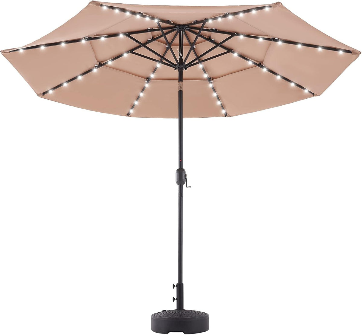 10' Patio Umbrella with LED Lights, Double Vent, 30UPF Canopy, 48 Solar Lights C721280