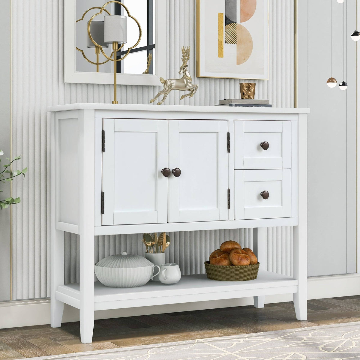 White Console Table with 2 Drawers C922