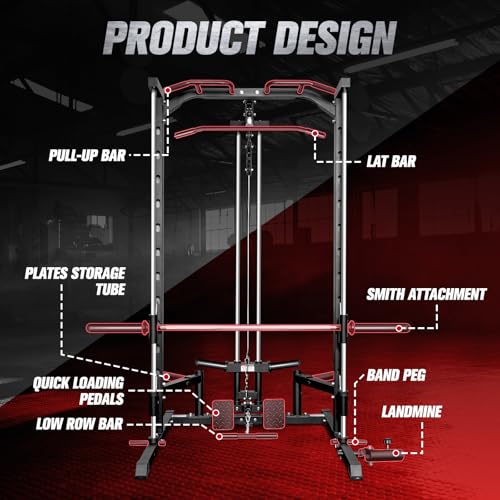 Smith Machine Power Rack with LAT-Pull Down System S3049