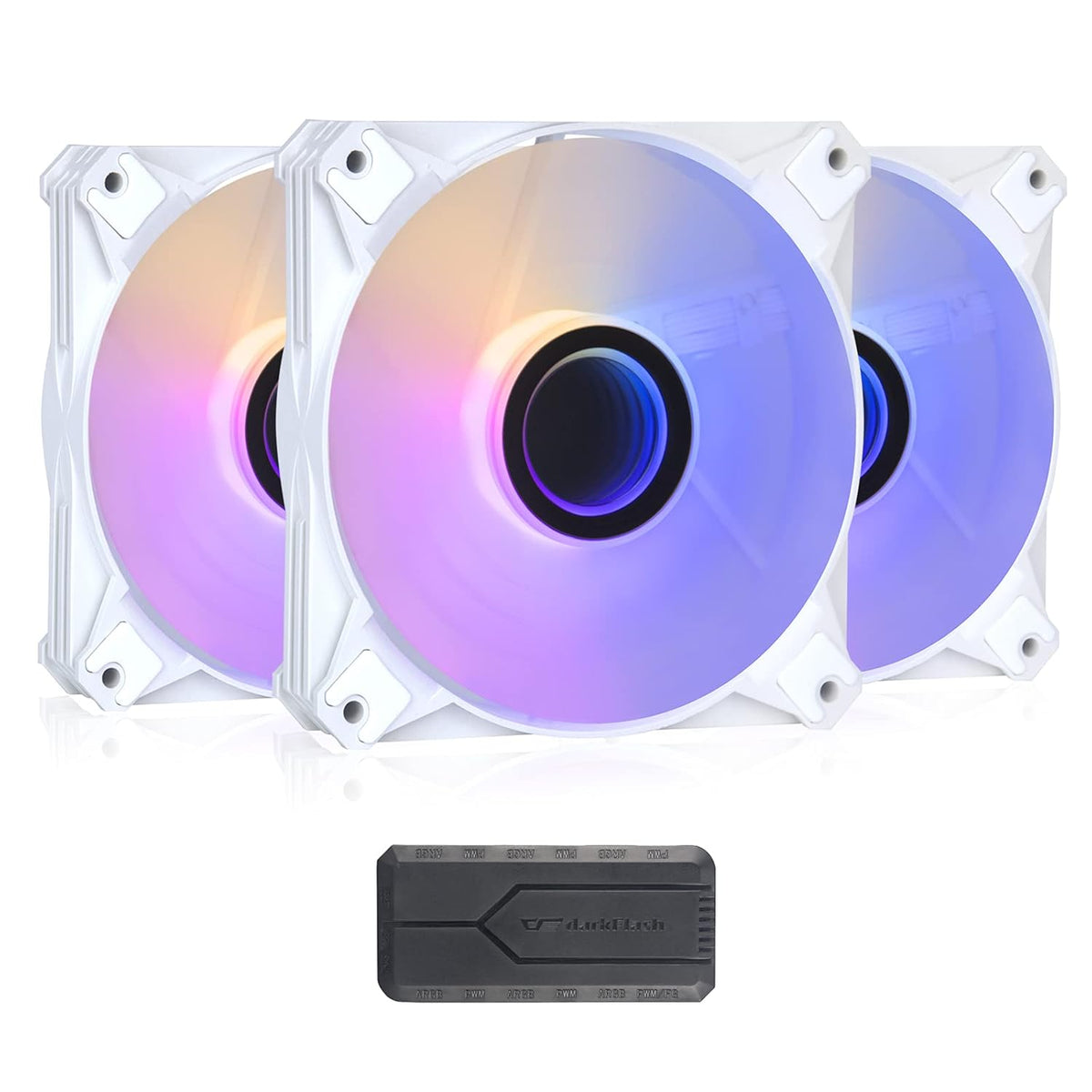 White 5Packs 120mm ARGB PWM Case Fans with Controller R508443