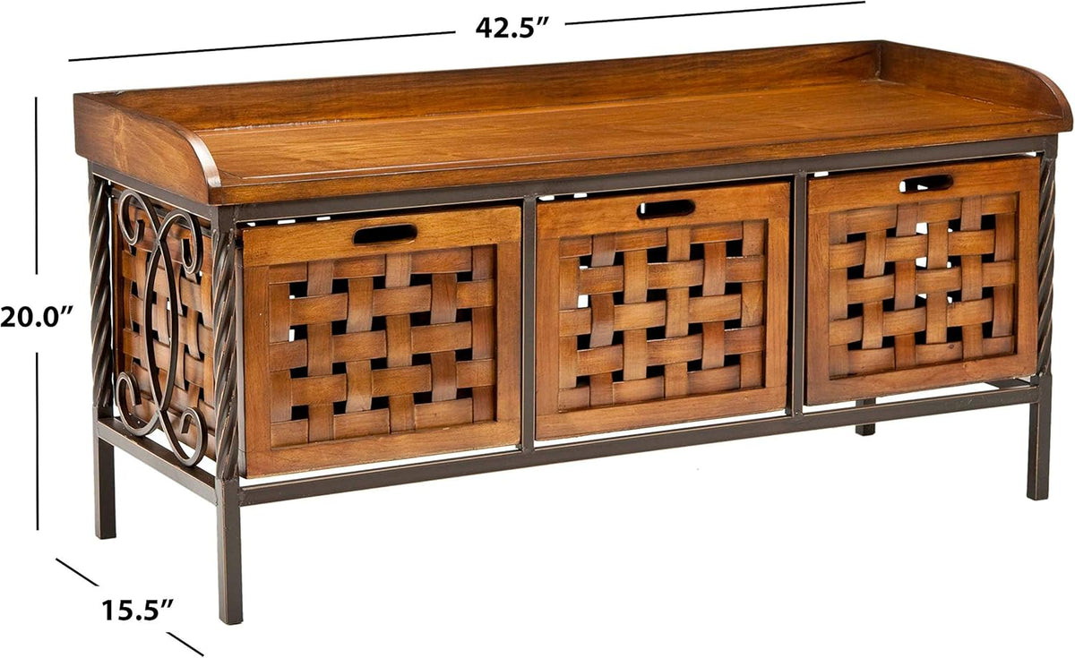 Brown Wooden Storage Bench R9517
