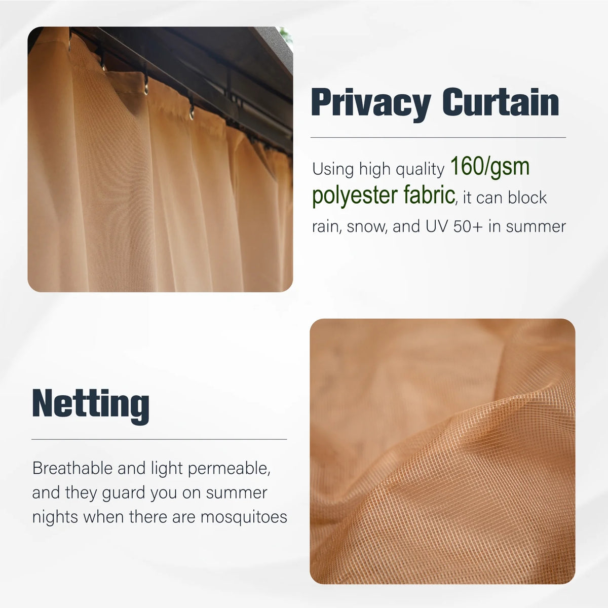 10' x 10' Outdoor Hardtop Gazebo with Netting and Curtains Z541